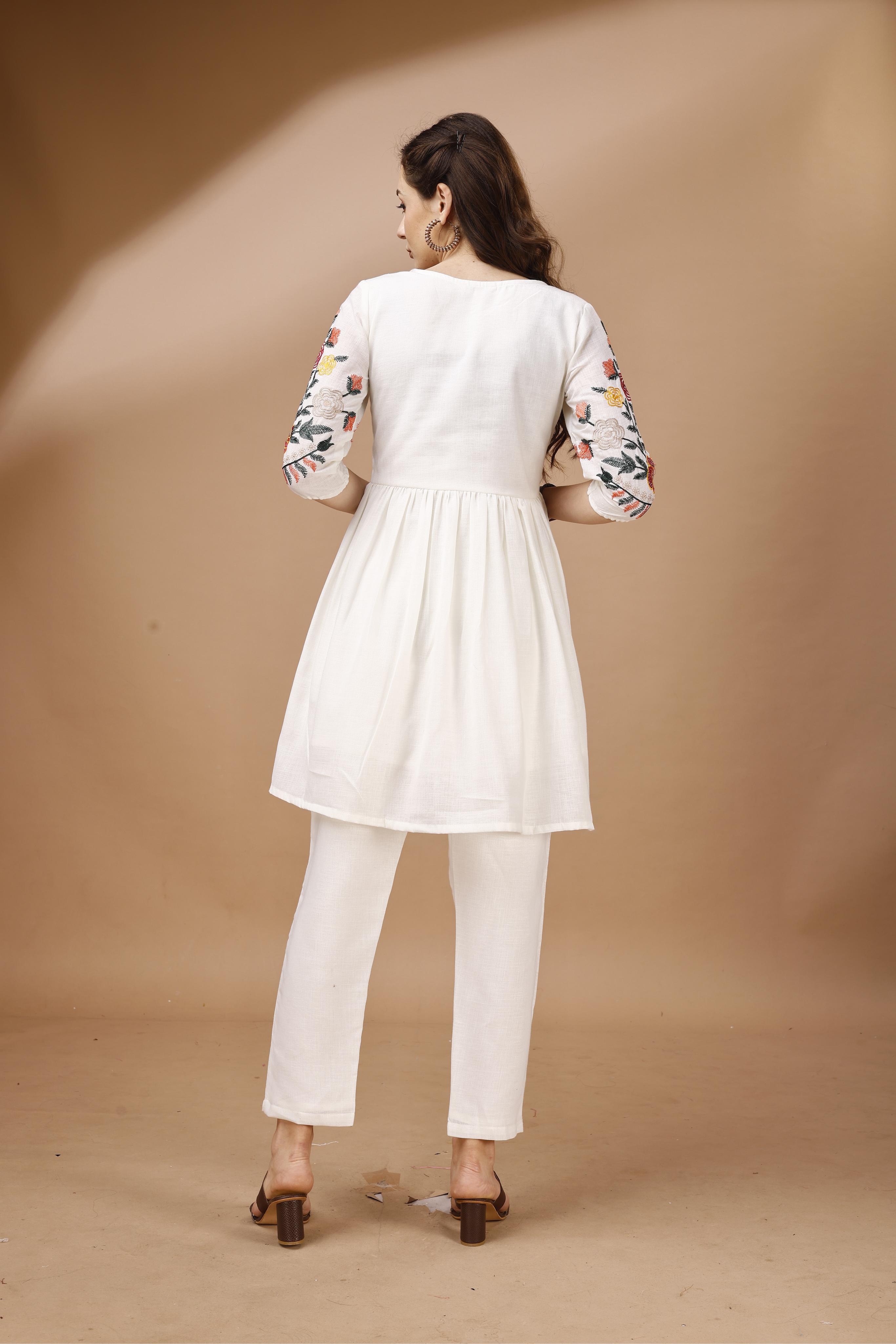 Embroidered Tunic With Trousers Co-Ords